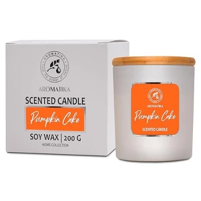 Abbildung von Duftkerze Kürbiskuchen 200 g Aroma Kerze Aromatherapie Sojawachs für Hause im Glas Kerzen Raumduft Idee Muttertag Geburtstag Weihnachten