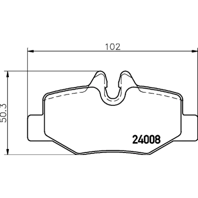 Abbildung von HELLA 8DB 355 010 661 Bremsbelagsatz inkl. Verschleißwarnkontakt mit Bremssattelschrauben Zubehör MERCEDES BENZ: Vito Bus, Viano, Mixto