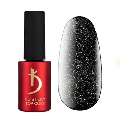 Abbildung von K Professional Top Coat Gel UV No Wipe Silber Glänzen 7ml Überlack Nägel Nagellack LED Silver Glitter Finish Polish