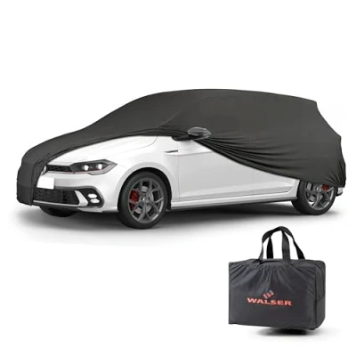 Abbildung von Walser Abdeckung Auto Indoor Stretch Basic, Autoabdeckung Winter, staubdichte Autogarage Abdeckung, Autoplane für Auto, Abdeckplane M schwarz