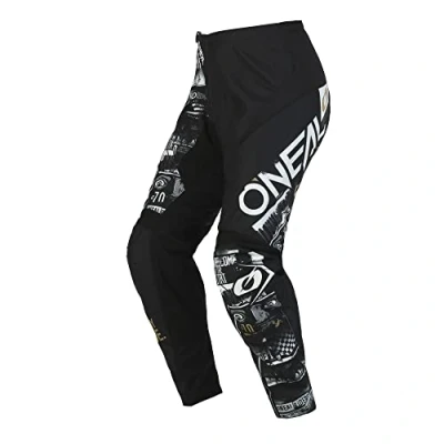 Abbildung von O&#039;NEAL Motocross Hose Kinder Enduro MX Stretch Einsätze, Vollständig gefüttert, Polster aus Gummi für zusätzlichen Schutz Element Youth Pants Attack V.23 Schwarz Weiß 26 (12/14)