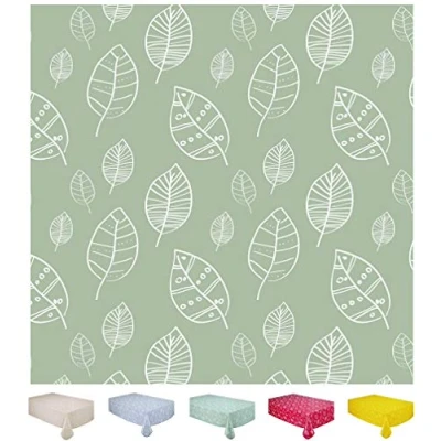 Abbildung von Home Direct Wachstuch Tischdecke Abwaschbar Eckig 140 x 240 cm Blätter Salbeigrün