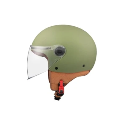 Abbildung von MT Helmets Helm Street Solid matt grün Größe XS Helder Vizier Jethelme Ratsche Kunststoff geeignet für Mofa, Moped, Motorrad, Roller