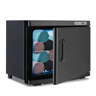 Abbildung von EagerMinds 23 L Handtuchwärmer Kompressen Towel Handtuch Wärmer,Handtuch Hot Cabinet mit UV Lampe, Kompressenwärmer Heißhandtuchwärmer 360 Heizfunktion,für 20 bis 30 Handtücher Geeignet (Schwarz)