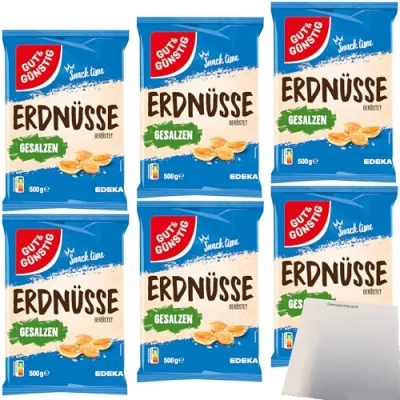 Abbildung von Gut&amp;Günstig Erdnüsse geröstet und gesalzen 6er Pack (6x500g Packung) + usy Block