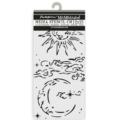 Abbildung von Stamperia Thick Stencils for Scrapbooks, Albums, Cards, Bullet Journalling, and More, Flexible Material, Easy to Clean, Perfect Hobbies, Crafts Gifting (Masquerade, Sun Moon)