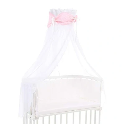 Abbildung von babybay Himmel Organic Cotton mit Schleife passend für die Modelle Original, Maxi, Boxspring, Comfort, Comfort Plus und Midi, rose Sterne weiß