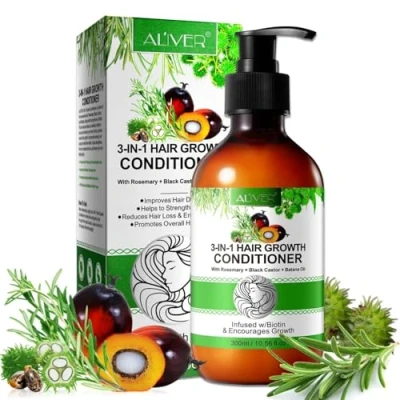 Abbildung von ALIVER Haarpflege Set Shampoo Conditioner Haaröl mit Biotin Rosmarin Rizinus Batana, Alkoholfrei, Ammoniakfrei, Enthält Mineralien, Vitamine
