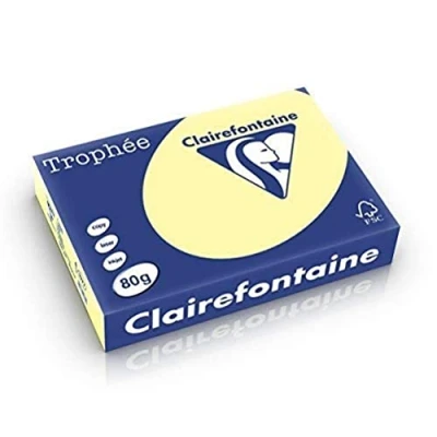 Abbildung von Clairefontaine 1977C Ries Druckerpapier / Kopierpapier Trophee, intensive Farben, DIN A4, 80g, 500 Blatt, Kanariengelb, 1