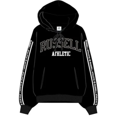 Abbildung von Russell Athletic A01262 IO 099 Oversized Pullover Hoody Sweatshirt Damen Black Größe XS