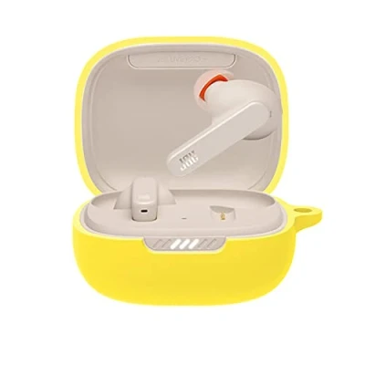 Abbildung von GIOPUEY Hülle Kompatibel mit JBL Live Pro+ TWS, Silikon Stoßfeste Schutzhülle, Ultradünn Case Cover, Kein Geruch, Gelb