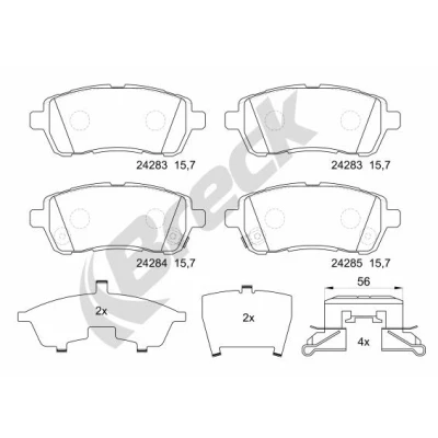 Abbildung von BRECK 24283 00 702 10 Bremsbelagsatz mit akustischer Verschleißwarnung FORD: Fiesta 6, 6 Van, Mk6 Limousine, SUZUKI: SWIFT 4