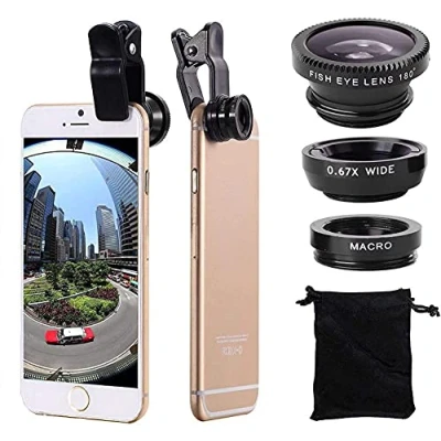 Abbildung von Kit d&#039;objectif 3 en 1 Pour téléphone Portable, objectif Macro fisheye Grand Angle (Schwarz)