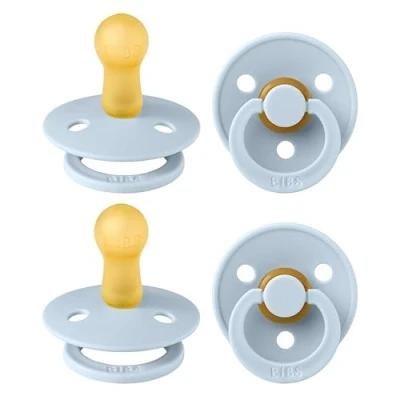 Abbildung von BIBS Colour Schnuller 4er Pack, BPA frei, Kirschform Nippel. Naturkautschuk/Latex, Hergestellt in Dänemark, Größe 2 (6 18 Monate), Baby Blue
