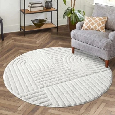 Abbildung von Carpet City Hochflor Teppich &quot;FOCUS765&quot;, rund, Boho Teppich, Hochtief Muster/ 3D Effekt, für Wohnzimmer, Schlafzimmer