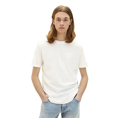 Abbildung von TOM TAILOR Denim Herren T Shirt mit Logo Print 1036963, 12906 Wool White, L