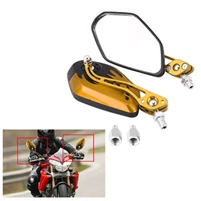 Abbildung von Keenso Motorrad Rückspiegel 8mm 10mm Universal Flammenmuster 360 Grad verstellbar seitliche für Motorräder(Rot) Spiegel