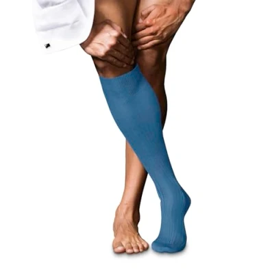 Abbildung von FALKE Herren No. 10 M KH Coton unies 1 paire Chaussettes Longues, Bleu (Nautical 6531), 43 44