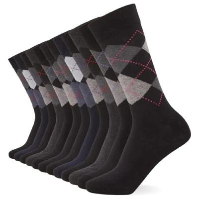 Abbildung von FM London 12PACK Argyle Socken, Herren, Größe: 39 45, Black