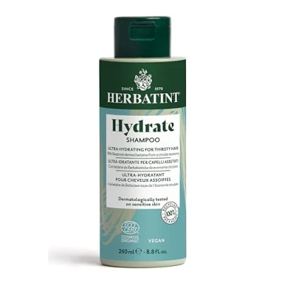Abbildung von Herbatint Hydrate Feuchtigkeitsspendendes Shampoo, 260 ml, Bio ideal für trockenes und dehydriertes Haar, zertifiziert Cosmos Organic, exklusive Formel 97% natürliche Inhaltsstoffe, vegan