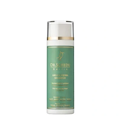 Abbildung von Dr. Schedu Berlin Argan Jojoba Shampoo 200 ml, mit Aloe Vera Gel und Panthenol, für trockenes,gefärbtes strapaziertes Haar, silikonfrei, tierversuchsfrei