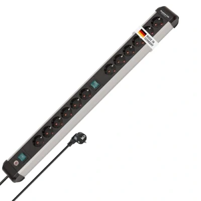 Abbildung von Brennenstuhl Steckdosenleiste &quot;Premium Alu Line&quot;, 12 fach, (Kabellänge 3 m), mit 2 Schaltern