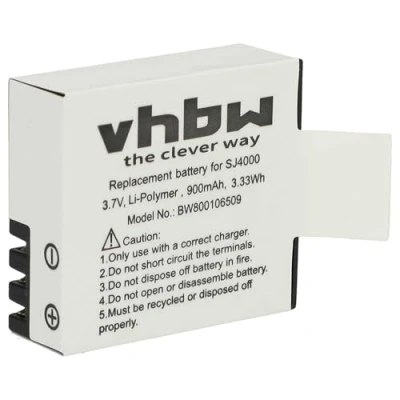 Abbildung von vhbw Akku kompatibel mit Vemont 1080p 12MP Action Camera Videokamera Camcorder (900mAh, 3,7V, Li Ion)