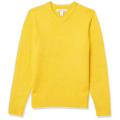 Abbildung von Amazon Essentials Herren Soft Touch Pullover mit Langen Ärmeln und V Ausschnitt, Gelb, S