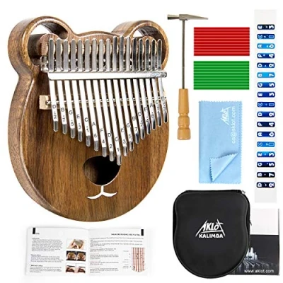 Abbildung von AKLOT Kalimba 17 Schlüssel Marimba Daumen Klavier Massivholz Finger Piano Mbira afrikanisches Instrument für Kinder Erwachsene mit Lernanleitung Start Kits Schutzhülle Stimmhammer…
