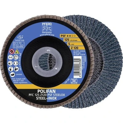 Abbildung von PFERD POLIFAN PFC PSF STEELOX 67769125 Schleifscheibe, Winkelschleifer 125mm 122001/min 22.23mm