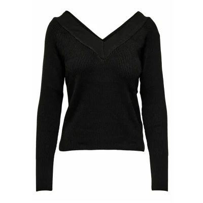 Abbildung von ONLY Vausschnitt Strickpullover, Damen, Größe: XS, Black