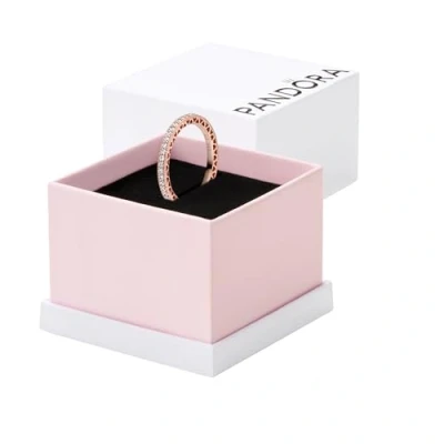 Abbildung von PANDORA Sparkle &amp; Hearts Ring in Roségold mit 14 Karat rosévergoldete Metalllegierung und Cubic Zirkonia Signature Collection, Größe 56