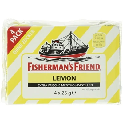 Abbildung von Fisherman&#039;s Friend Lemon ohne Zucker Hustenbonbons, 4er Pack (4 x 25 g)