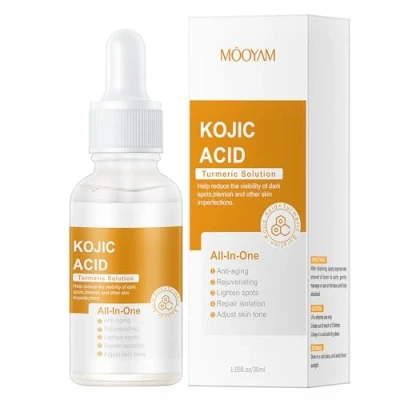 Abbildung von Kojisäure Kurkuma Serum, feuchtigkeitsspendendes, aufhellendes Serum für dunkle Flecken, Anti Falten, feine Linien, Korrektor pflegendes, straffendes tägliches Hautpflege