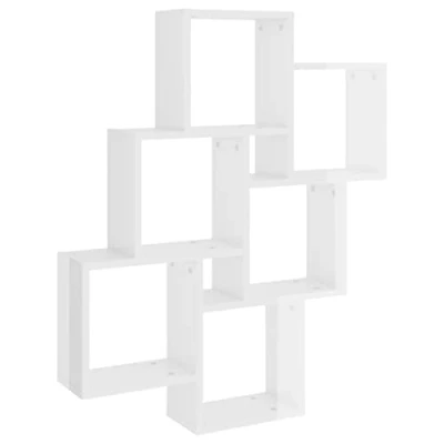 Abbildung von vidaXL Würfelregal Wandregal Hängeregal Cube Lounge CD Regal Dekoregal Bücherregal Schweberegal Wandboard Regalwürfel Hochglanz Weiß 78x15x93cm Holzwerkstoff