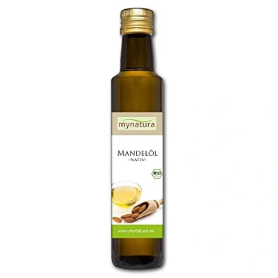 Abbildung von Mynatura Bio Mandelöl 250ml I Nativ Kaltgepresst Rohkostqualität Vitaminreich Hautpflege Vegan Naturkosmetik DE ÖKO 044 (1 x 250ml)