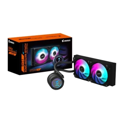 Abbildung von Gigabyte AORUS WATERFORCE II 240 AIO Flüssigkeits CPU Kühler 2x120mm ARGB Lüfter, Einschub Sicherungsmechanismus, DAISY CHAIN, kompatibel mit Intel LGA 1700 und AMD AM5