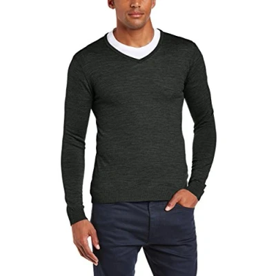 Abbildung von SELECTED HOMME Herren Pullover Tower merino v neck NOOS ID, Einfarbig,Gr. X Large (Herstellergröße: L), Grün (Climbing Ivy)