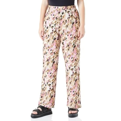 Abbildung von VERO MODA CURVE Damen Vmeasy Hw Wide Pants R1 WVN Ga Cur Hose, Tigers Eye/AOP:ina, 46 Große Größen EU