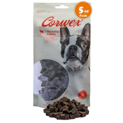 Abbildung von Corwex Trainingswürfel (5x250g, Pferd) Hundesnacks mit Pferd, Monoprotein, Trainee Snack, getreidefreie Leckerlie fürs Hundetraining