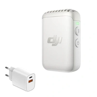 Abbildung von DJI Mic 2 Sender (Perlweiß), kabelloses Mikrofon mit intelligenter Rauschunterdrückung, 14 Stunden interne Aufnahme, 6 Akkulaufzeit, magnetische Befestigung, 67W Ladegerät