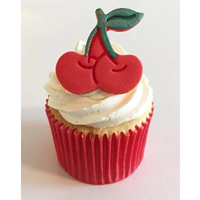 Abbildung von 6 Handgemachte Kuchendekorationen aus Zucker: Kirschen / Sugar Cherries