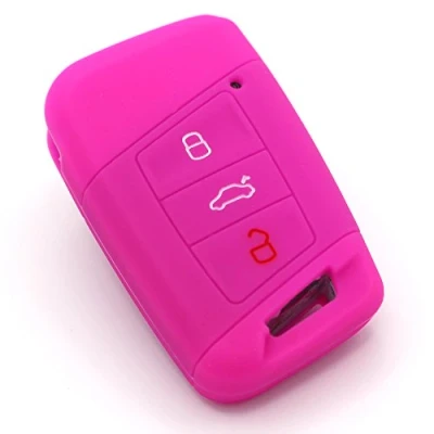 Abbildung von Schlüssel Hülle VD für 3 Tasten Auto Silikon Cover von Finest Folia (Neon Pink)
