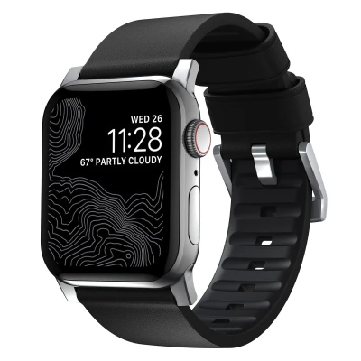 Abbildung von NOMAD Active Leather Band Pro Black Connectr Silver 42/44/45mm