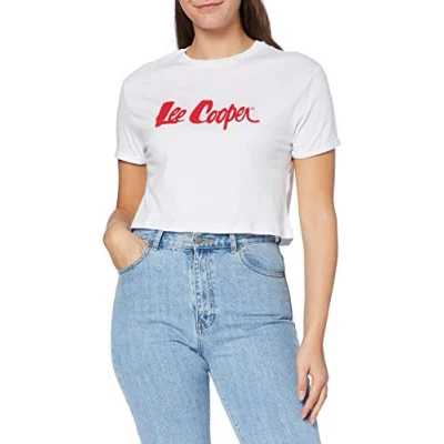 Abbildung von Lee Cooper Damen LC Cropped Tee T Shirt, Weiß, M