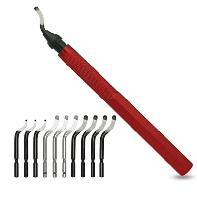Abbildung von VASTOOLS Entgrater, Handentgrater für Kunststoff, Metall, Edelstahl,Stahl, Kupfer, Aluminium und 3D Druck, 11 Unterschiedlichen Klingen Verschiedene Bohrungen,Runde Löcher,Innen Kanten