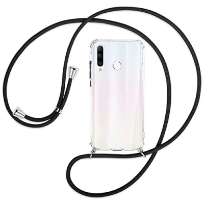 Abbildung von mtb more energy Handykette kompatibel mit Huawei P30 Lite, Lite New Edition (6.15&#039;&#039;) schwarz Smartphone Hülle zum Umhängen Anti Shock Full TPU Case