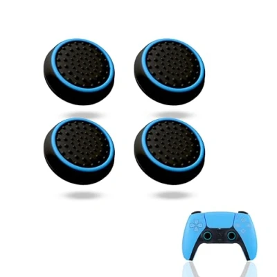 Abbildung von MatoSan® PS5 Zubehör Thumbstick Silikon Kappen Controller Grip, PS4 Sticks, Xbox Schutz Erhöhte Präzision &amp; Langlebigkeit (4 Stück SpaceSan Blue)