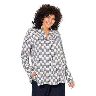 Abbildung von Ulla Popken Hemdbluse, Damen, Größe: 50/52, Marine