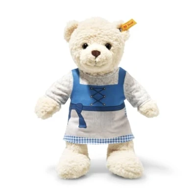 Abbildung von Steiff Kuscheltier Mila Teddybär im Dirndl, Süßes Stofftier mit Kunststoffaugen, Kinder, Jungen &amp; Mädchen, Friends, Plüschtier 30 cm, Beige, 988639